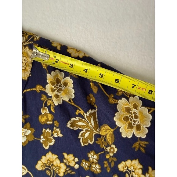 Ellen Tracey Blouse Women XL Multicolor Floral Tunic Long Sleeves Tie Cuffs - Picture 4 of 13